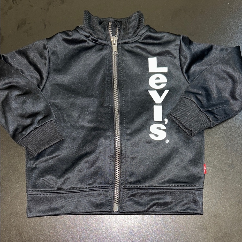 205.  Levi's Kids Black Zip-Up Track Jacket size 18 months